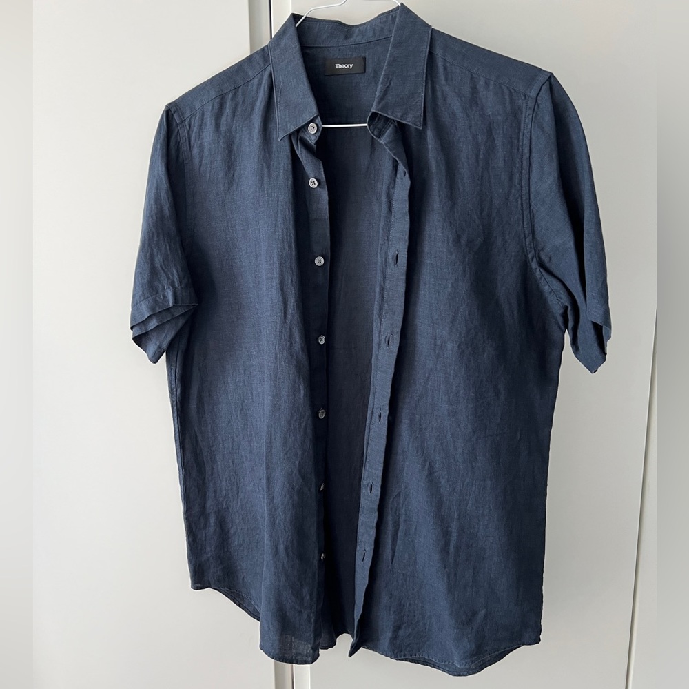 Theory Men short sleeve shirt in navy - M